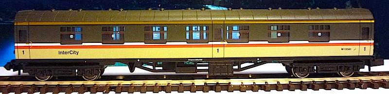 Graham Farish Mk1 FK corridor 1st in Intercity livery.JPG